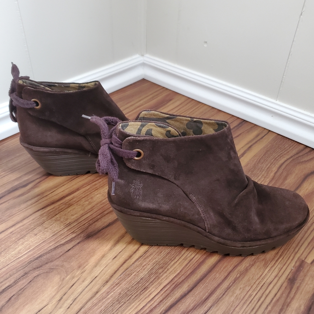 Fly London Wedges Women's 10 US 41 EU Brown